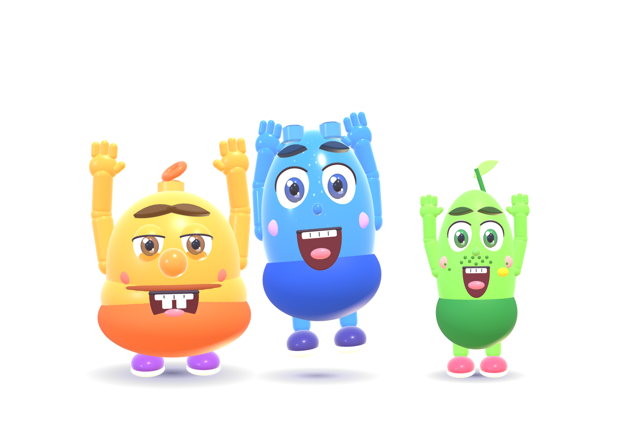 The OutBrick mascots cheering The OutBrick mascots cheering