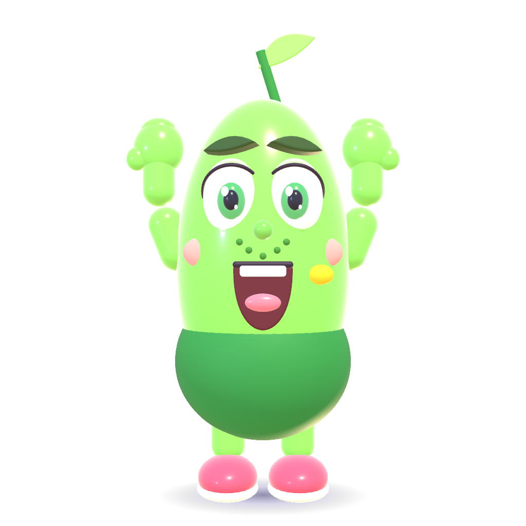 Sprout, the green OutBrick mascot, cheering with both hands raised Sprout, the green OutBrick mascot, cheering with both hands raised